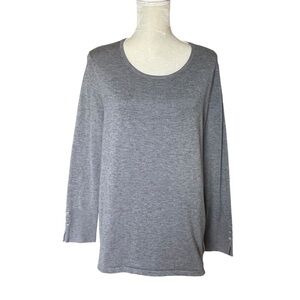 Chicos Gray Pull Over Sweater Women’s Size 3 Rugular Size XL Button Cuff Detail